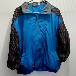 Vintage 90s retro windbreaker funky color block‎ size XL track running jacket